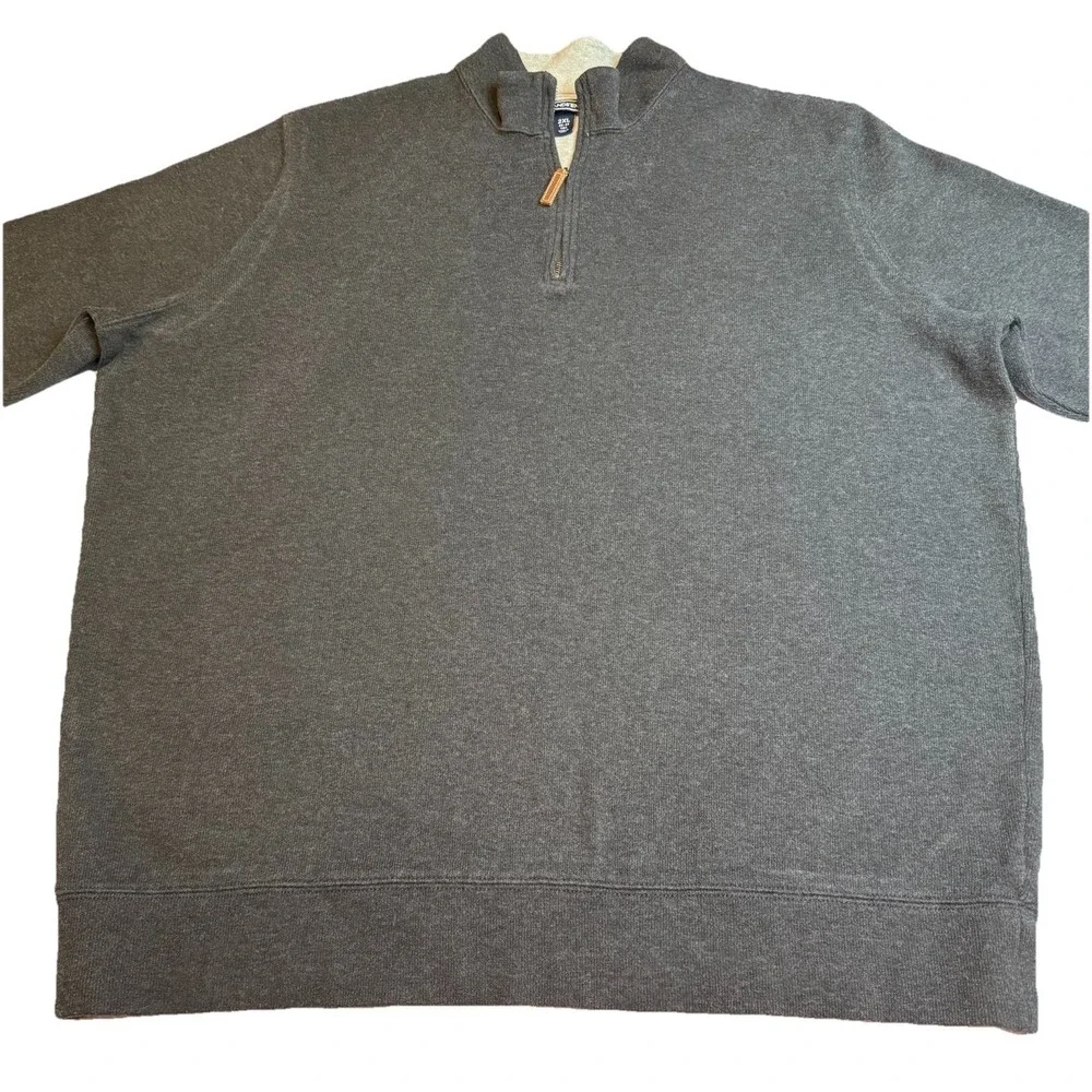 Lands End Sweater Pullover Mens 2XL Gray 1/4 Zip Knit Casual‎ Adult Long Sleeve